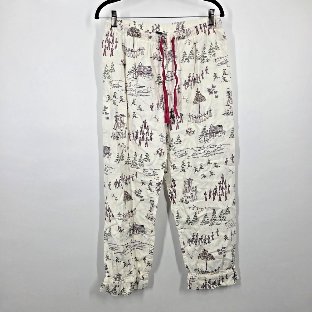 Lands End 12 Days Of Christmas Pajama Set Pants Size Medium Cotton Sleepwear